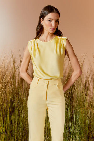 AGILITÀ - Blusa Detalhe Ombro Baunilha